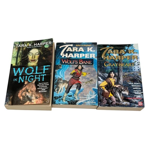 Del Ray Tara K Harper Lot 5 Book PB Wolf Grayheart Bane More Vintage Fantasy - Picture 3 of 16